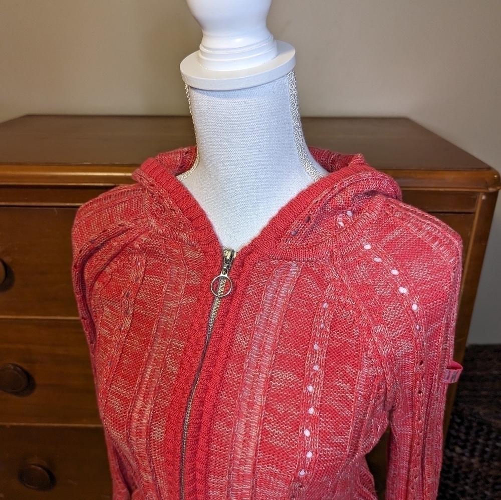 DKNY HOODED Half Zip WINTER Holiday Sweater SZ M - Picture 3 of 15